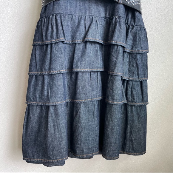 Moiselle Denim Ruffle Designer Dress - Picture 5 of 12